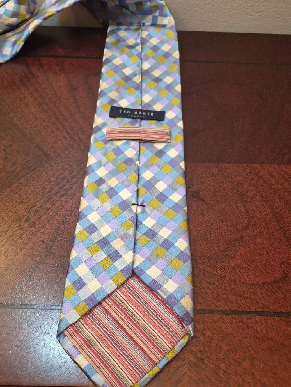 Ted Baker London Silk Check Tie in‎ Light Blue, Lavender & Olive